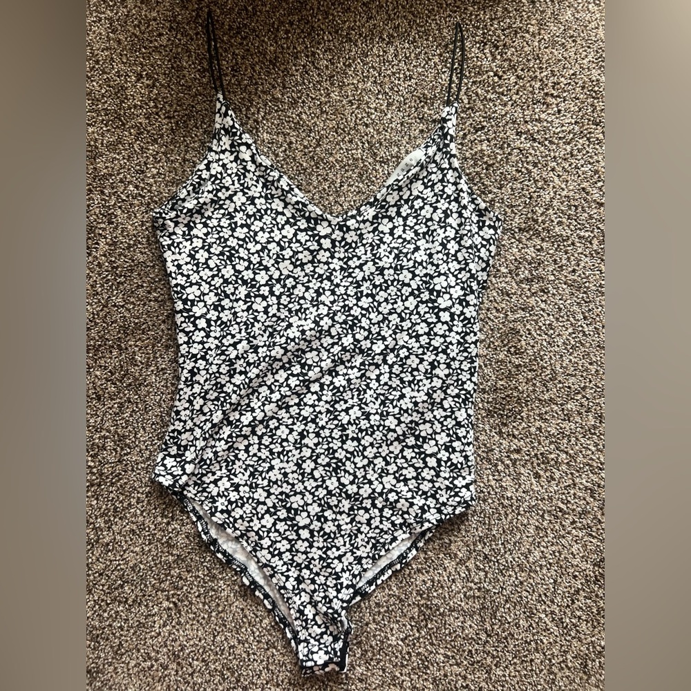 Floral Black and White Bodysuit